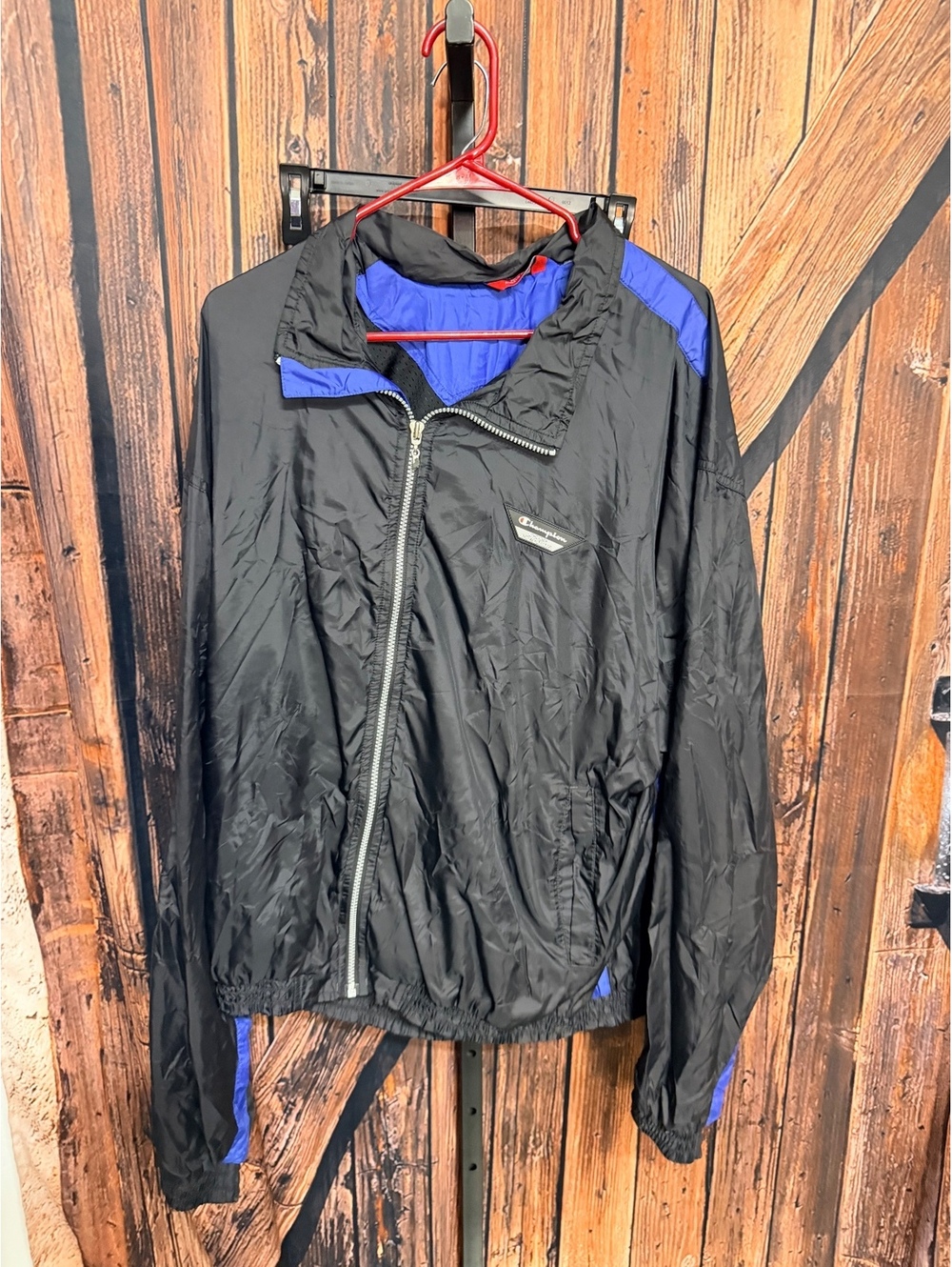 Champion Authentic Athletic Apparel Black and Blue Windbreaker Jacket